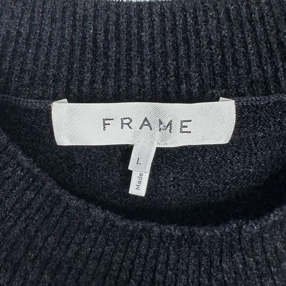 Frame Sweater Womens Sz L Black Chenille Very Soft Pullover Classic Luxury NWT - Picture 6 of 12
